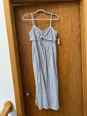 Old Navy Blue and White Striped Midi Sundress